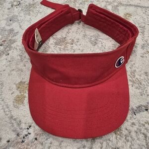 Champion Red Kids Visor with Embroidered Logo